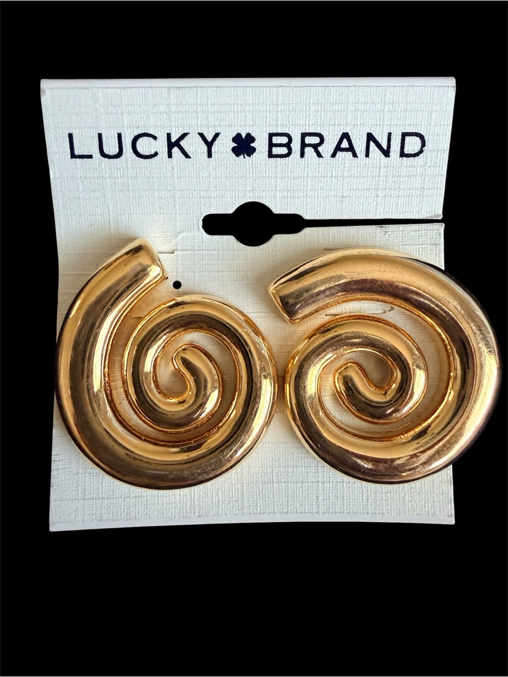 Lucky Brand Polished Gold Spiral Hoop Earrings